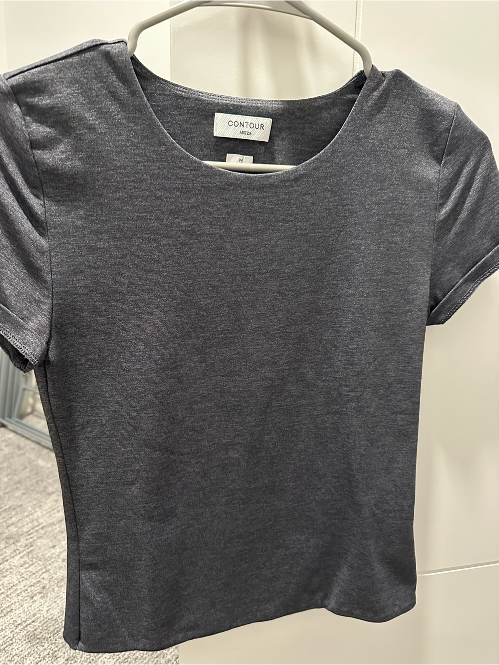 Aritzia Contour Short Sleeve Crewneck Top - Charcoal